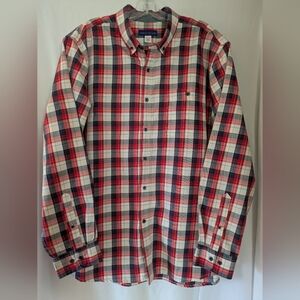 Simply Styled Men's Red, Navy & White Plaid Button-Down Shirt